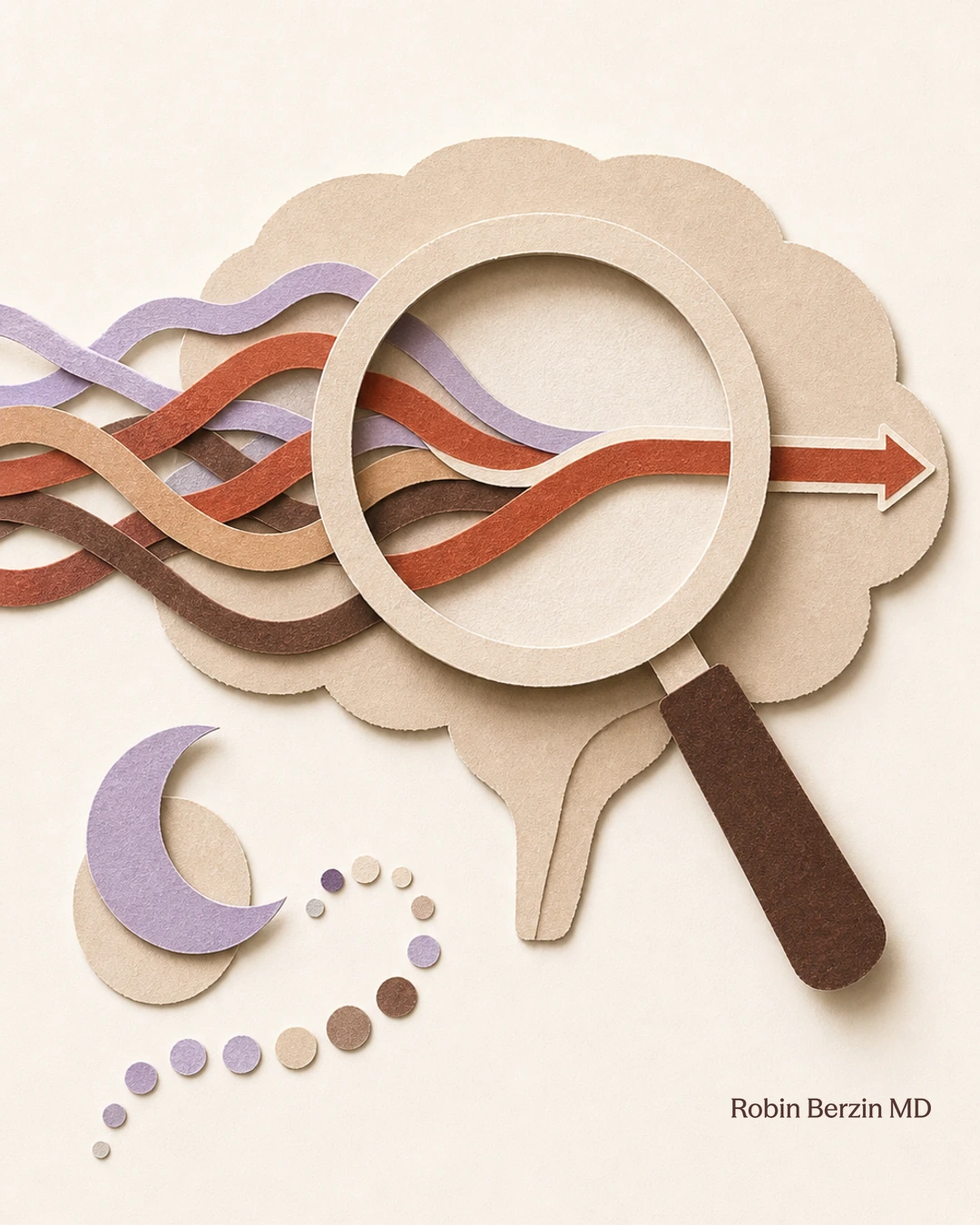 ADHD in Women: How Hormones Affect Focus and Diagnosis editorial cut-paper collage illustration