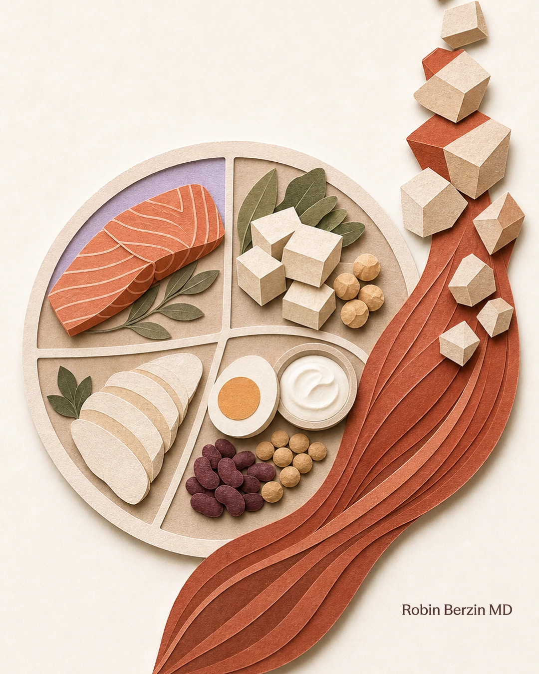 How Much Protein Should You Really Be Eating? editorial cut-paper collage illustration