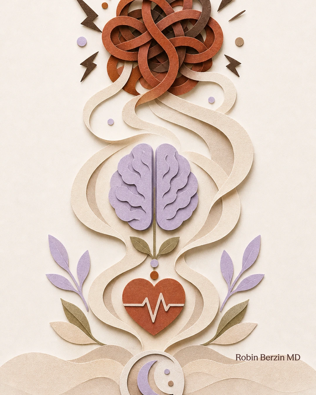 How to reduce stress in 15-minutes editorial cut-paper collage illustration