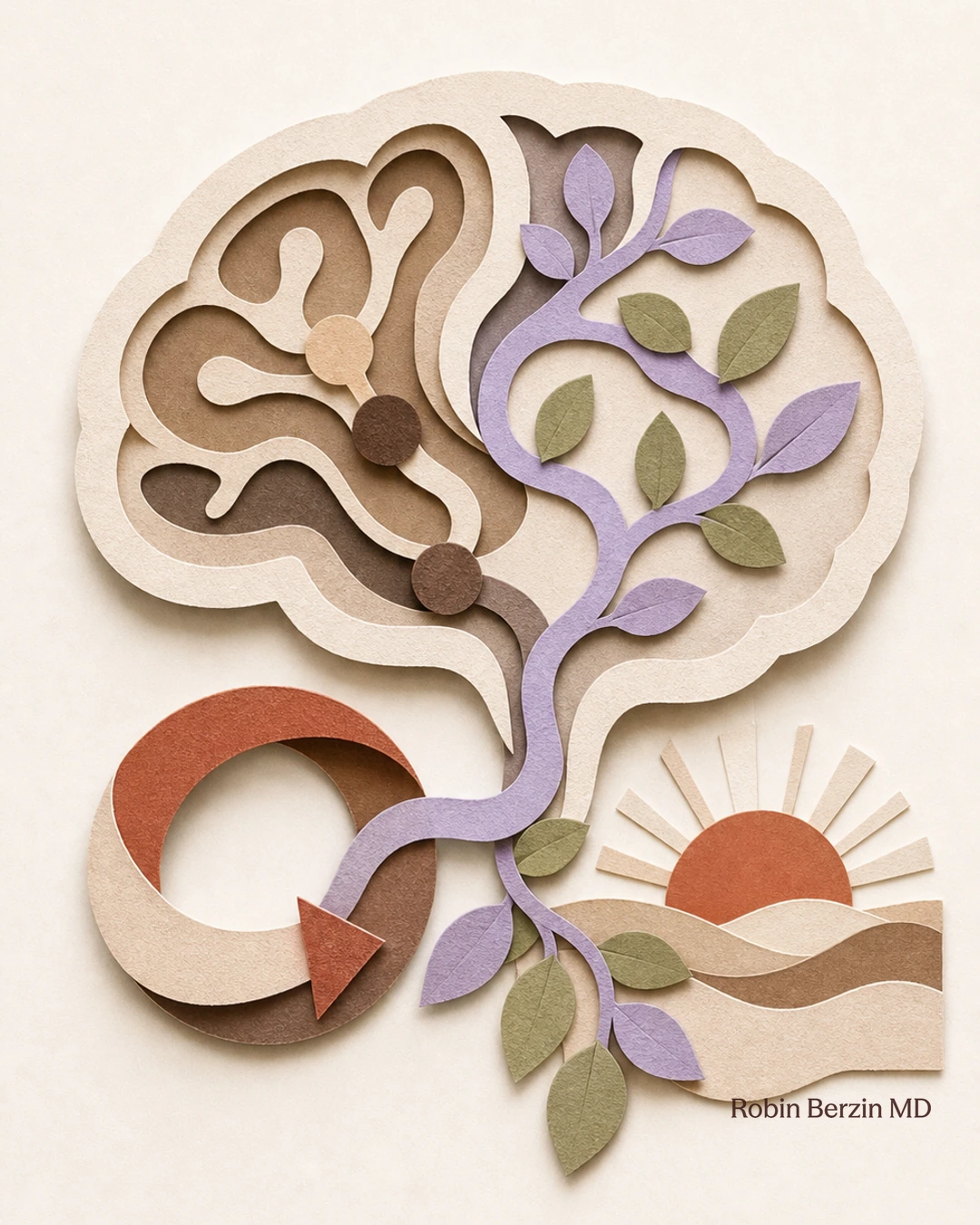 Neuroplasticity and the “New Year, New You” Craze editorial cut-paper collage illustration