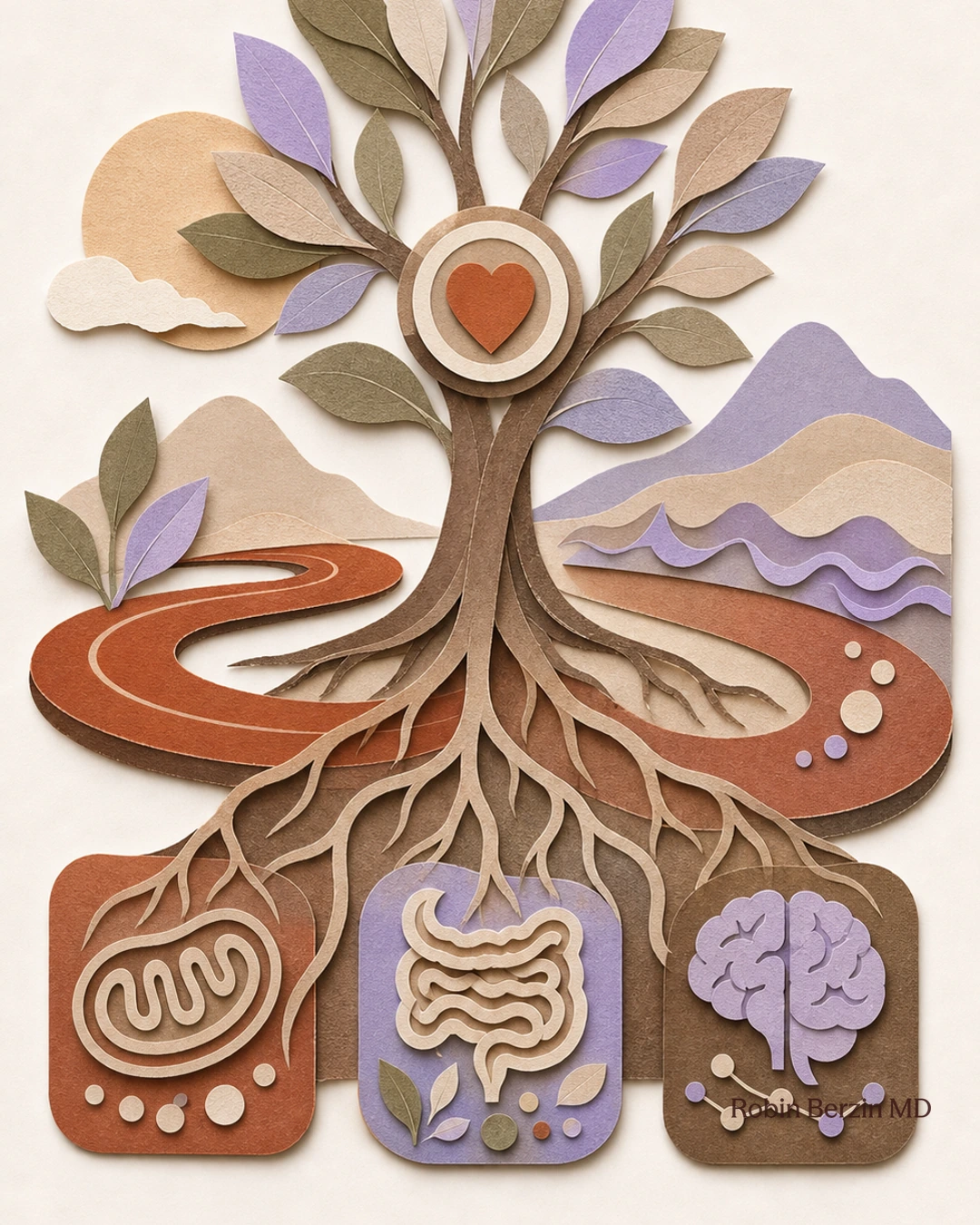 Rich Roll and I get to the root of your “feel like crap”syndrome editorial cut-paper collage illustration