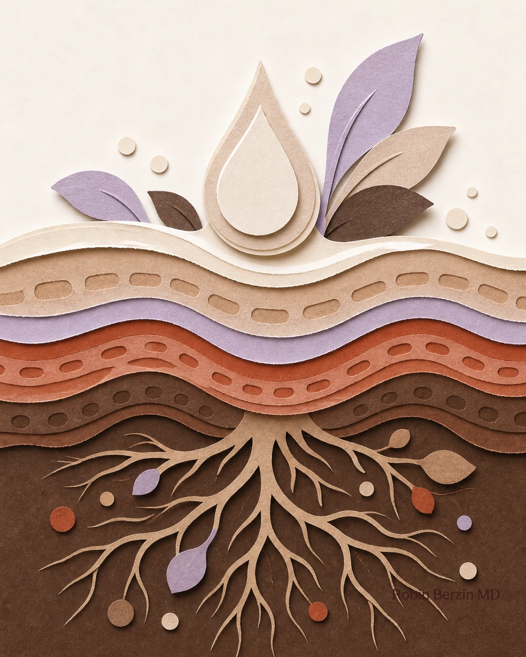 My inside/outside skincare protocol editorial cut-paper collage illustration
